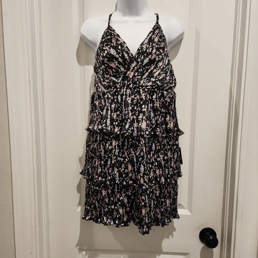 Floral Black and Pink Women's Dress